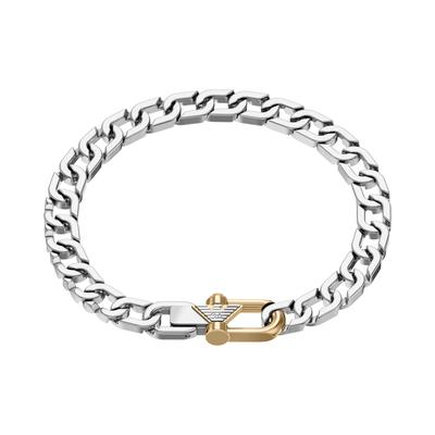 Armband EMPORIO ARMANI, silber (edelstahlfarben, gelbgoldfarben), Armbänder, Herren, 21,8cm, Edelstahl, Armband