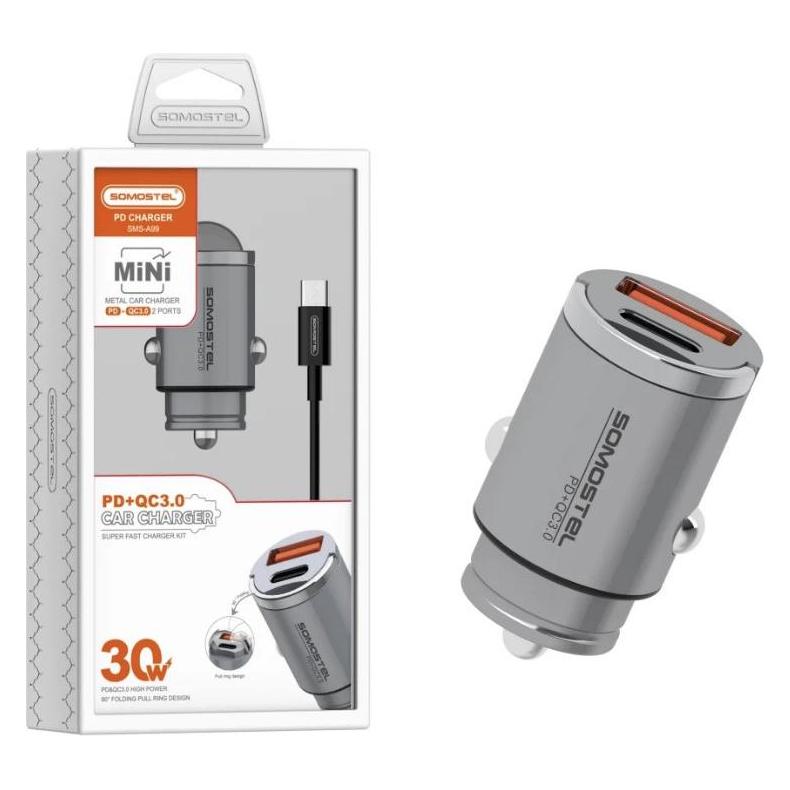 Somostel AUTOLADEGERÄT 30W 5A SEBRNA SMS-A99 DUAL PD+QC3.0 (35519)
