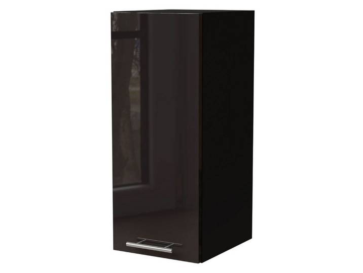 Feldmann-Wohnen Klapphängeschrank Essen (W2/30, 1-türig, 2 Einlegeböden, 1-St., Küchenhängeschrank) 30x32,5x72cm schwarz - schwarz Hochglanz (ES-W2/30)