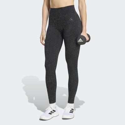 Trainingstights ADIDAS PERFORMANCE "WORKOUT ESSENTIALS LEGGINGS, KOMPLETTE LÄNGE, KNIT SNAKE", Damen, Gr. L, N-Gr, schwarz (schwarz, carbon, normal, gr.), Obermaterial: 50% Polyamid, 50% Polyester, Hosen, mit nahtloser Konstruktion, aus...