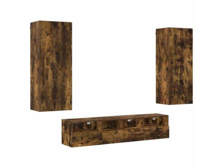 LMTYOENFG 5-TLG. TV Wandschrank Set Wohnwand Räuchereiche Holzwerkstoff Wandhängendes Möbel-Set für Wohnzimmer und Arbeitszimmer: Nutzt die Wandfläche optimal aus und bietet variablen Stauraum.