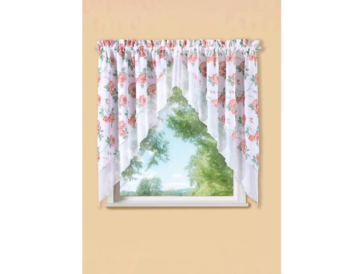 2-teiliger Fensterbehang mit Rosenmotiv, Weiss-Terra, Größe 878 (80x80 cm)
