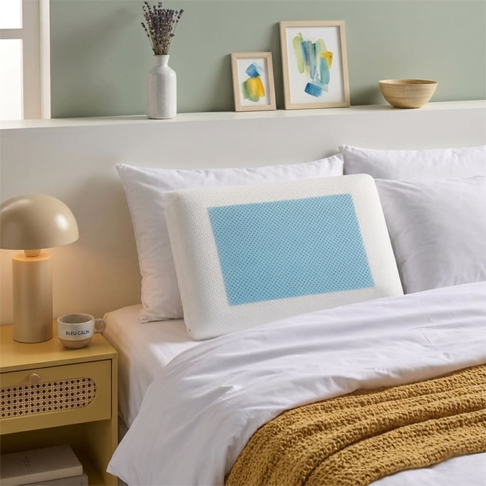 Bleu Câlin Oreiller ergonomique mémoire de forme gel rafraîchissant 56x36x12cm Blanc 56x0x36cm