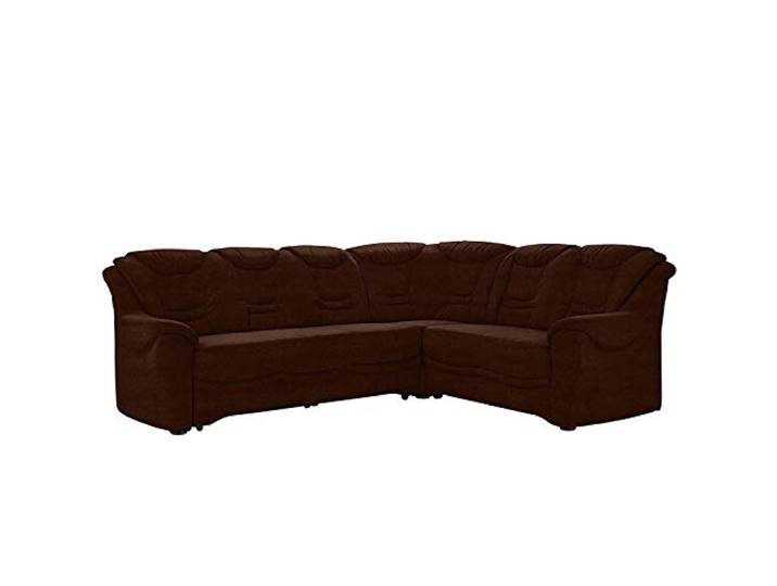 Cavadore Ecksofa Bansa mit Federkern / Polstercouch im klassischen Design / 265 x 94 x 215 / Mikrofaser Braun