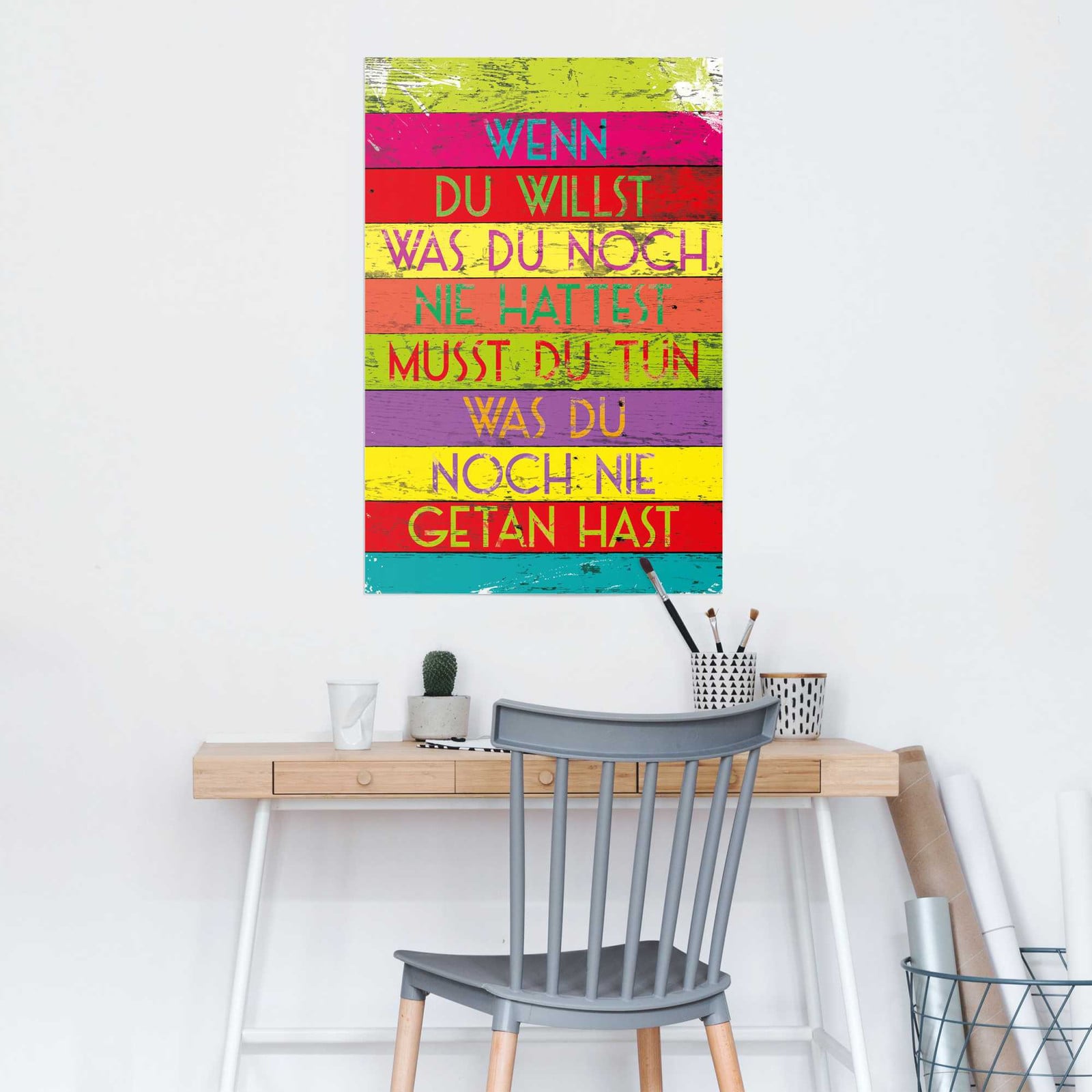 home24 Poster Wenn du willst, abstracte typografie, multicolor, 61 x 92 cm