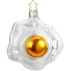 Inges Glas Christbaumschmuck Spiegelei Glas 8 cm weiß/gold