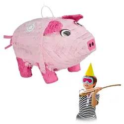 Relaxdays Pinata Schwein Pink,Rosa