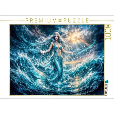 CALVENDO Puzzle Meerjungfrau Puzzle Fantasy Figur aus Dunkler Meeresgischt | 1000 Teile Lege-Größe 64x48cm Foto-Puzzle für glückliche Stunden