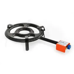 Paellabrenner 30 cm Ringbrenner 12,55 kw + Gasschlauch / Druckminderer (Gaskocher, Campingkocher, Räucherofen Gasbrenner, Hockerkocher)