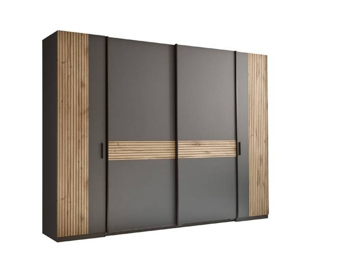 PREISBRECHER Dreh-/Schwebetürenschrank Daria 10 Böden, Viking Oak / Graphi - 267x210x60,4 (BxHxT)