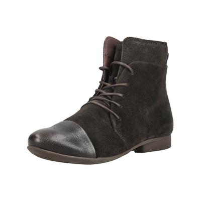 Schnürstiefelette THINK "Think Stiefelette Leder", Damen, Gr. 39, mocca, Leder, Schuhe Schnürstiefelette