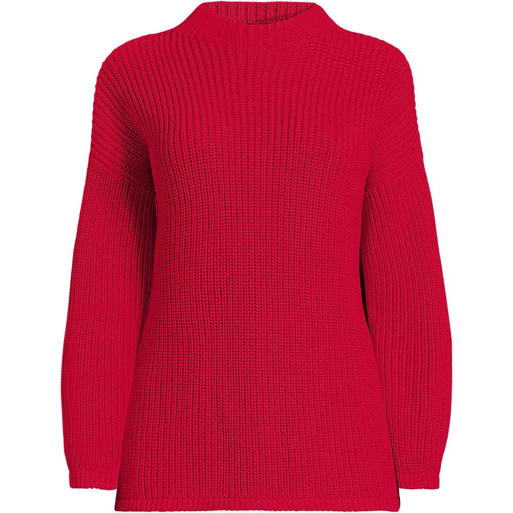 Drifter Rippstrick-Pullover mit kurzem Stehkragen, Damen, size: regular, Rot, Baumwolle, by Lands' End