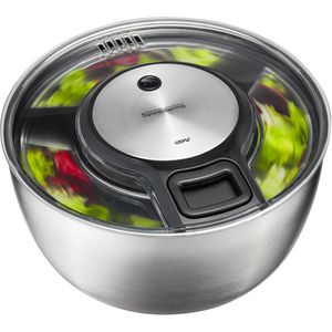 Gefu Salatschleuder 28160 Speedwing, 5 Liter, mit Seilzug und Stoppknopf, Edelstahl