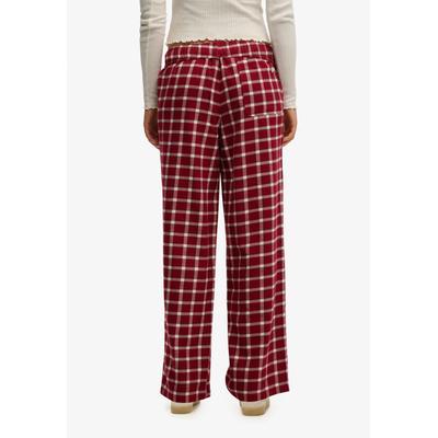 Schlafhose SUPERDRY "COTTON CHECK ELASTIC TROUSER", Damen, Gr. L, N-Gr, burgundy check, Jersey, Obermaterial: 100% Baumwolle, kariert, straight fit lang, Hosen Schlafhose, Baumwolle, straight fit, kariert auch zum Schlafen tragbar