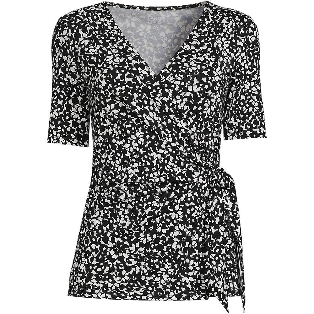 Shirt in Wickel-Optik für Damen, Damen, size: regular, Schwarz, by Lands' End
