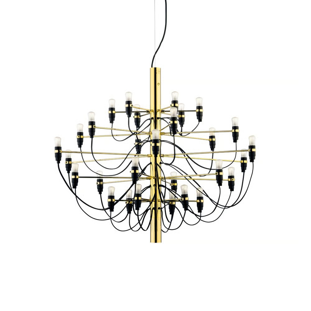 Flos 2097 Sarfatti kroonluchter Messing met 30 lampen