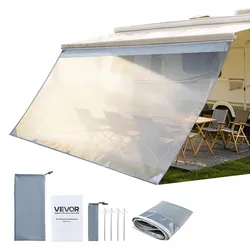 VEVOR Sonnenschutz (2 x 4,3 m) für Markisen (4,5 m), Markisen-Vorderwand aus Polyester-Netzgewebe, Doppelt Genähter & Atmungsaktiver Sichtschutz für Wohnmobil, Camping & Wohnwagen