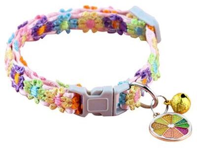 Inspired Living Adjustable Paw Print Pet Collar With Bell For Dogs & Cats a