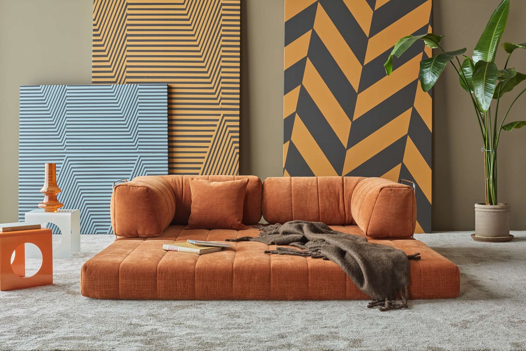 Schlafsofa INNOVATION LIVING ™ "Cozypad C02 - Modulsofa mit Daybed-Funktion – umklappbar", braun (rost), B:208cm H:77cm T:104cm, 100% PES, Sofas, Schlafsofa, Mehr Komfort, mehr Platz zum Entspannen und flexibel anpassbar