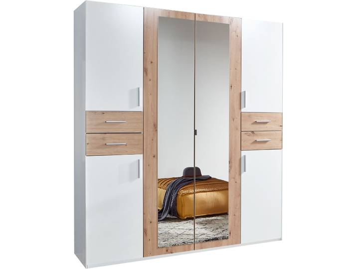 Kleiderschrank Vasquez weiss/Eiche Nachbildung Holzwerkstoff B 180 cm