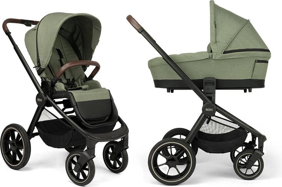 Novi Nena Pro Kombikinderwagen - ab Geburt bis 22 kg - mit Babywanne & Sportsitz - inkl. Regenschutz und Autositz-Adapter - Green Melange
