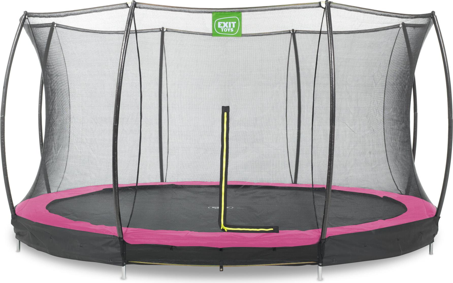 EXIT Silhouette Trampolin ø366cm, mit Sicherheitsnetz, Bodentrampolin, Rund, für Kinder, Rosa