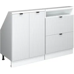 Vicco, Gartenhaus + Gartenschrank, Dachschrägenschrank-Set, Weiss Riffel/Weiss, 120 cm 2er Set