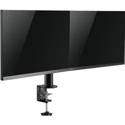 LogiLink 2-Fach Monitorhalterung 17 - 32"Ärmlaenge verstellbar (Tisch, 32", 12 kg), Monitor Halterung, Schwarz