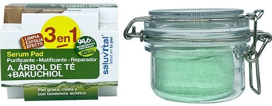 Saluvital Discos Sérum Pad Árbol de Té + Bakuchiol para Piel Mixta y Grasa 50uds