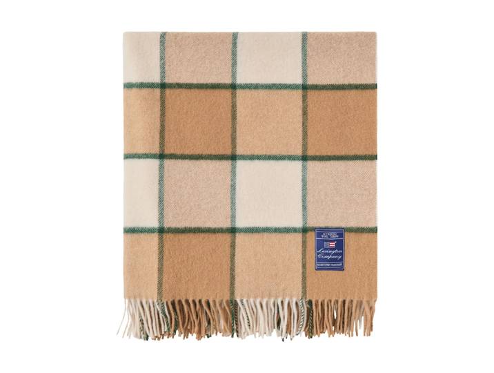Lexington Checked Recycled Wool Decke 130 x 170cm Beige-Hellbeige-Grün