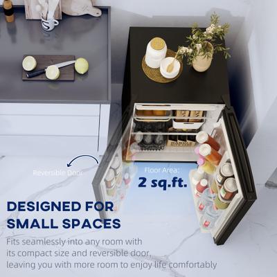 HOMCOM 4.5 Cu.Ft Mini Fridge with Freezer, Single Door Small Refrigerator with Adjustable Thermostat, Energy Efficient.