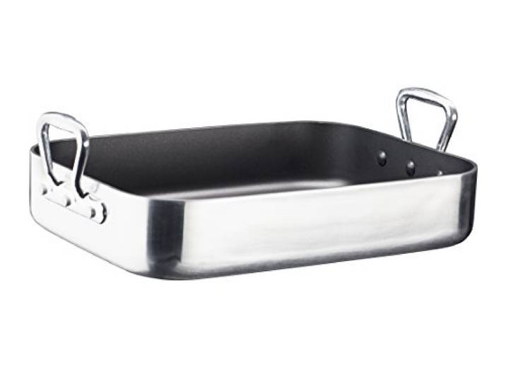 GSW 860932 Gastro Traditionell Alutherm Gastro Traditionell Alutherm-Bräter mit Hochstehenden Griffen 40x30cm / circa 8,0 Liter, Aluminium, silber/schwarz, 44 x 30 x 13,3 cm