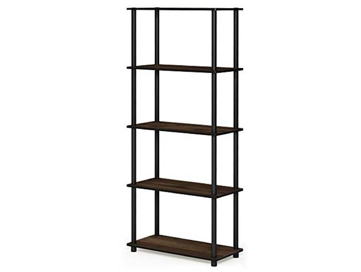 Furinno Besi 5-stufiges industrielles Mehrzweckregal mit Metallrahmen, breit, Finneiche