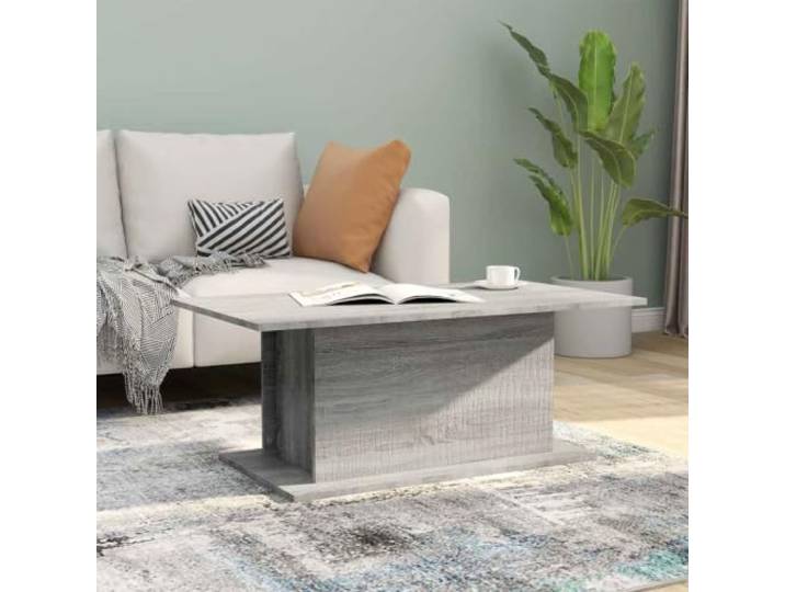 HEFZGDB Couchtisch Grau Sonoma 102x55,5x40 cm Holzwerkstoff Beistelltisch Wohnzimmer mit robuster Tischplatte für Stabilität und einfache Reinigung
