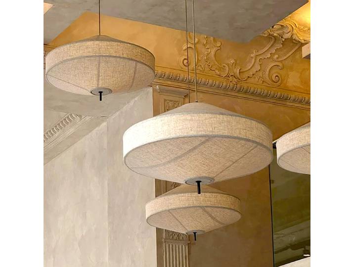 Wabi Sabi tissu suspension japonais blanc tissu lustre pour Restaurant salle à manger décor à la maison UFO lanterne suspension