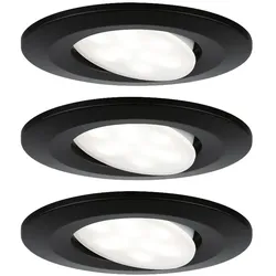 Paulmann 3er-Set Outdoor LED Einbauleuche CALLA, IP65, rund, 3x 6W 4000K 680lm 100°, schwenkbar, diffus, Schwarz matt PAUL-99991