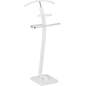 Relaxdays Herrendiener 10042893, silber / weiß, 46 x 112 x 32cm, Holz / Metall