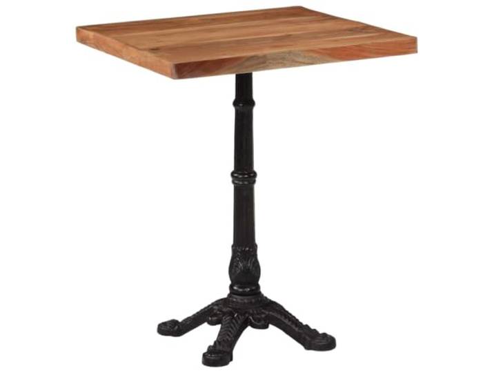 GPUTYGHN Bistrotisch 60x60x76 cm Akazie Massivholz Gusseisen Massive Akazienholz Tischplatte, Gusseisen Gestell, 60x60x76 cm, Esstisch und Ablagetisch, individuelle Maserung
