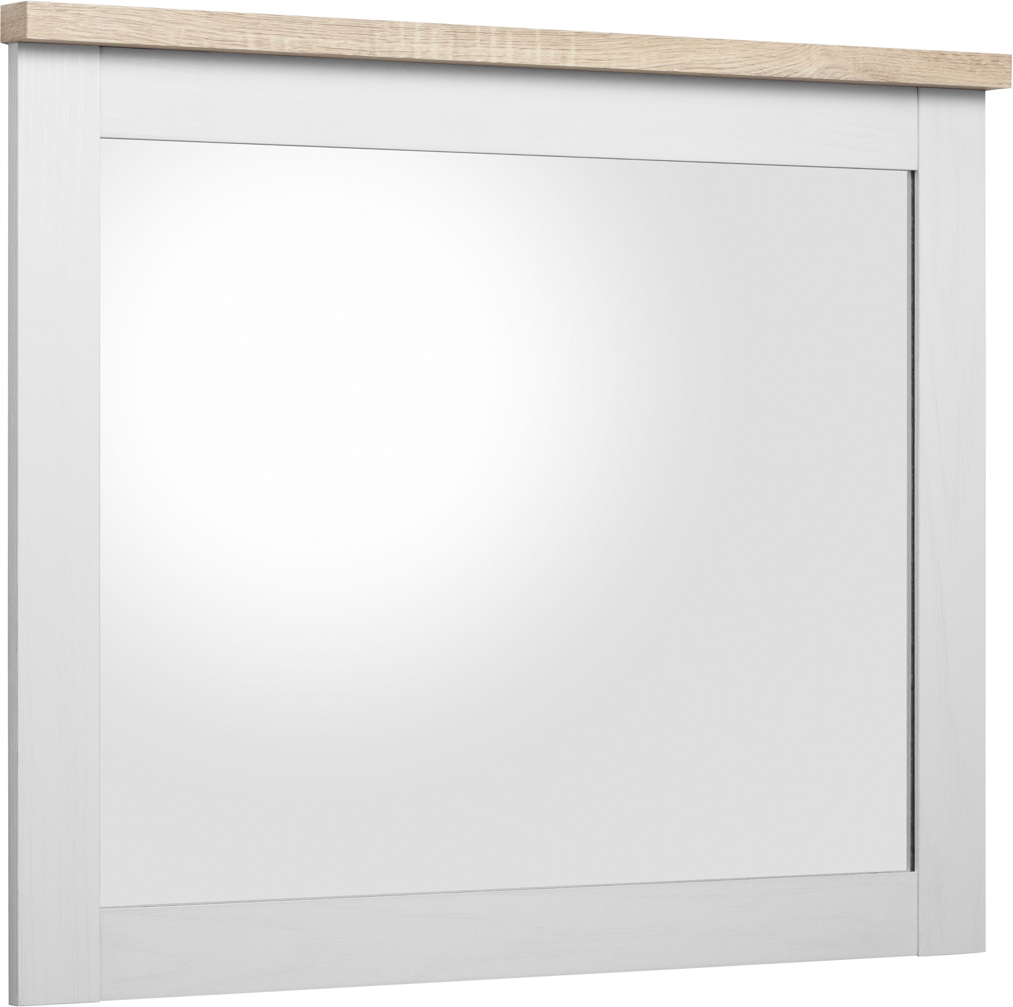 Spiegel GOODPRODUCT "Heide", weiss (weiß, eichefarben), B:80cm H:65cm T:4cm, Glas, Spiegel, Spiegel weiß, eichefarben B/H/T: 80cm x 65cm x 4cm