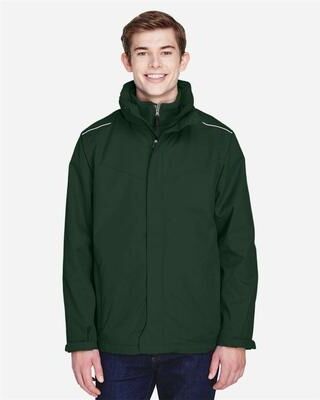 CORE365 88205 Men's Region 3-in-1 Jacket with Fleece Liner in Forest Green size 4XL   Polyester