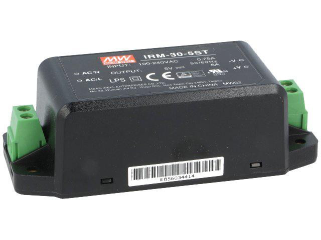 Mean Well IRM-30-5ST AC/DC printvoeding, 5 V, 6000 mA, 30 W
