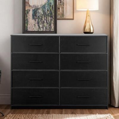 ZWYO HOSIMU "44.5"" Wide Fabric 8-Drawer Dresser with Wooden Frame and Large Storage Capacity"