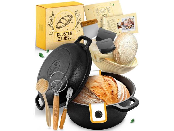Krustenzauber Brotbackform KRUSTENZAUBER Gusseisen Topf zum Brotbacken & andere Brotbackformen