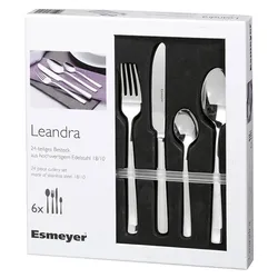 Esmeyer 24-teiliges Besteck LEANDRA 18/10, poliert, für 6 Personen im Geschenkkarton Nr.3