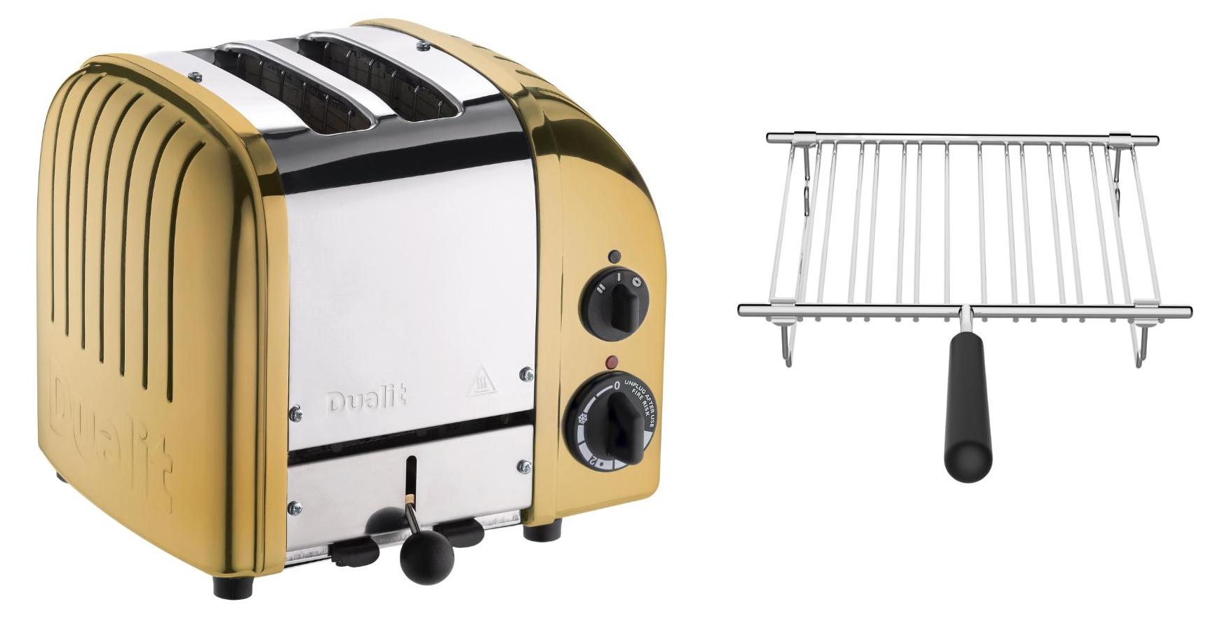Dualit Toaster Paket 1, 2er Toaster mit Brötchenaufsatz Gold