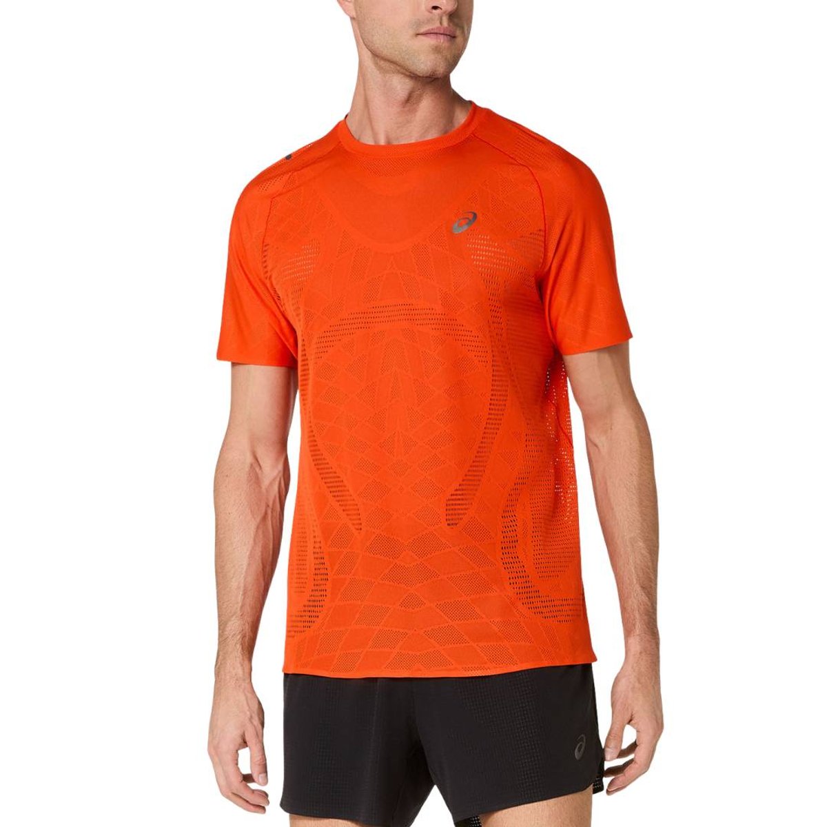Camiseta Asics Metarun de Manga Curta Laranja, Tamanho M Homem