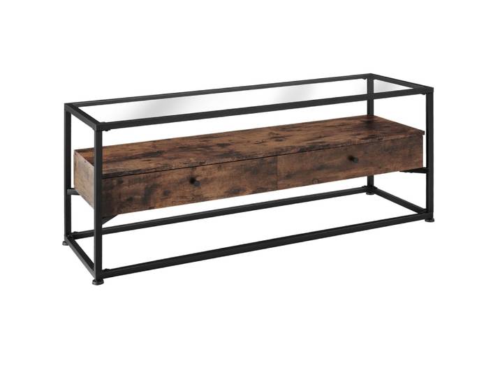 Buffet bas style industriel en bois et acier bois foncé