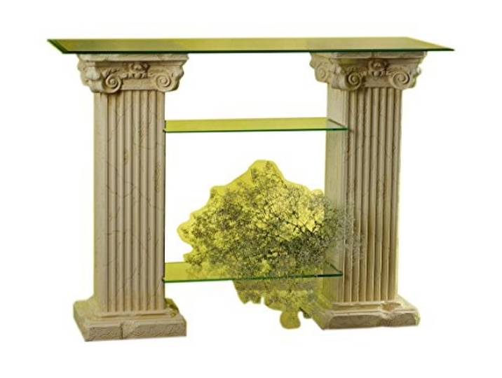 Antikes Wohndesign TV Regal TV Rack TV Schrank Kassentisch Verkaufstresen Säulenregal Steinmöbel Griechische Möbel Höhe: 100cm Beige