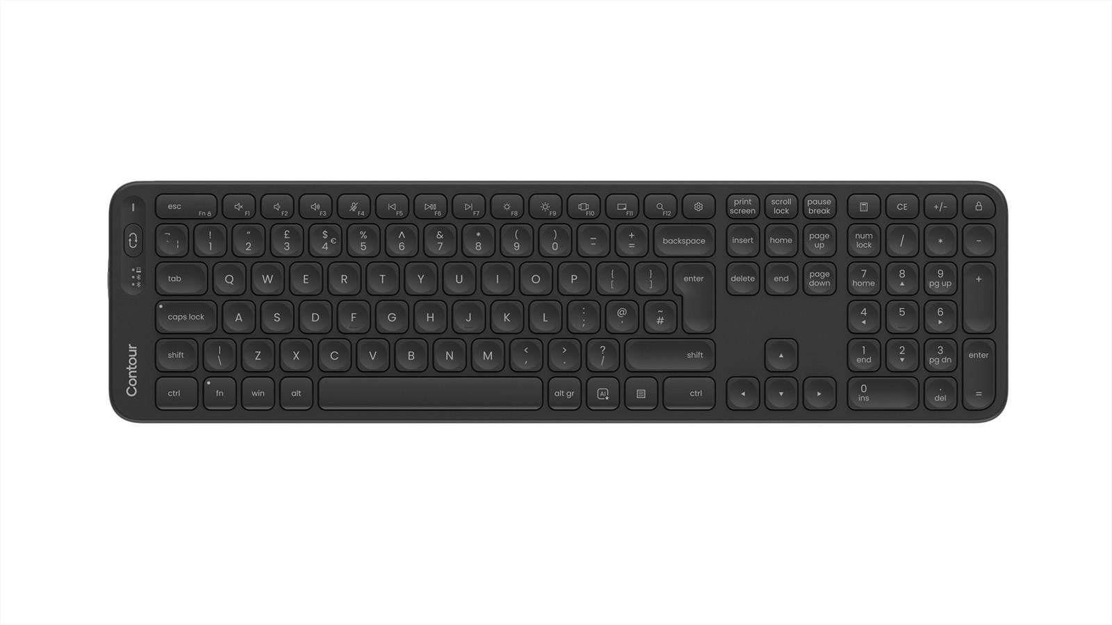 Contour Design Balance Draadloos QWERTY-toetsenbord met Bluetooth en RF, Zwart