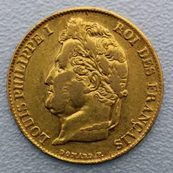 Goldmünze 20 Francs "Louis Philippe I." mit Schleife (Frankreich)